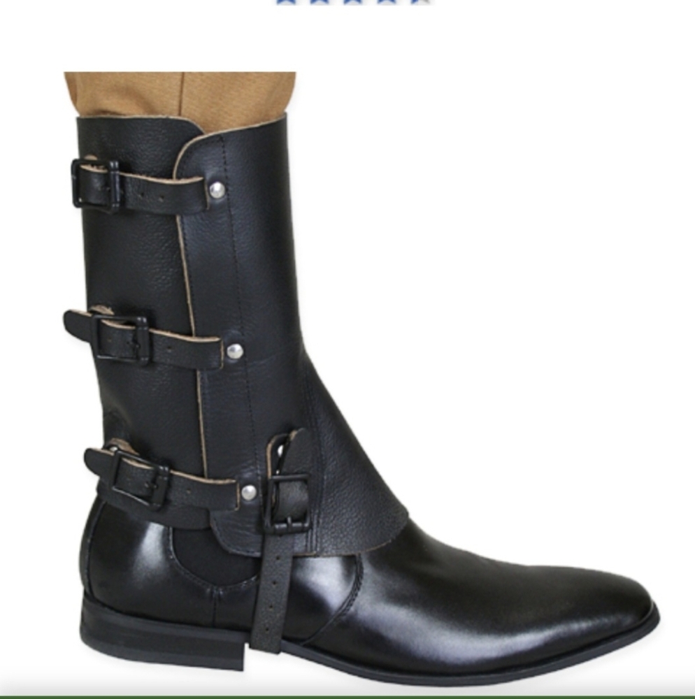 Men's Black Leather Gaiters